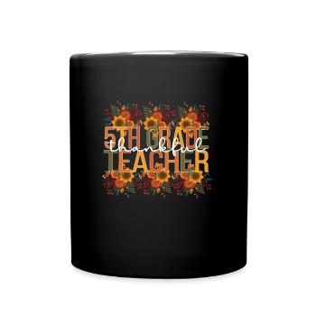 5th Grade Teacher Thanksgiving Fifth Grade Crew - Full Colour Mug - black - Front