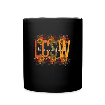 LCSW Licensed Clinical Social Worker Thanksgiving - Full Colour Mug - black - Front