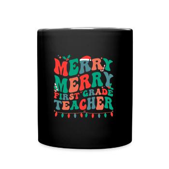 1st Grade Teacher Christmas First Grade Team Xmas - Full Colour Mug - black - Front