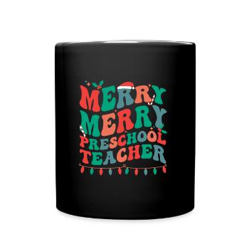 Preschool Teacher Christmas Pre-K Teacher Xmas - Full Colour Mug - black - Front