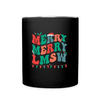 LMSW Christmas Licensed Master Social Worker Xmas - Full Colour Mug - black - Front