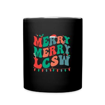 LCSW Christmas Licensed Clinical Social Worker - Full Colour Mug - black - Front