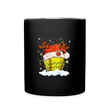 Softball Christmas Softball Player Xmas Party Gift - Tasse einfarbig - Schwarz - Vorne
