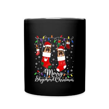 English Shepherd Christmas English Shepherd Xmas - Full Colour Mug - black - Front