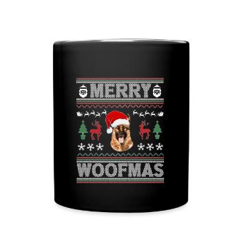 German Shepherd Ugly Christmas German Shepherd - Full Colour Mug - black - Front