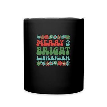 School Librarian Christmas Library Worker Xmas - Full Colour Mug - black - Front