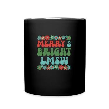 LMSW Christmas Licensed Master Social Worker Xmas - Full Colour Mug - black - Front