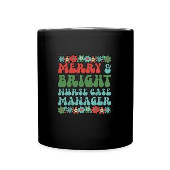 RN Case Manager Christmas Nurse Case Manager Xmas - Full Colour Mug - black - Front