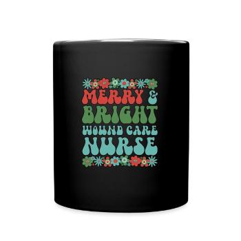 Wound Care Nurse Christmas RN Wound Nursing Xmas - Full Colour Mug - black - Front