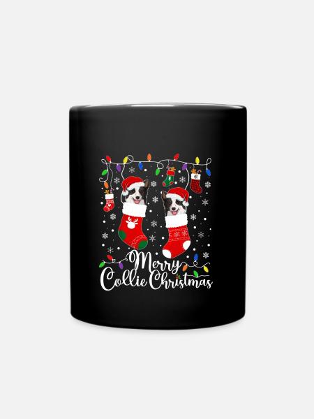 Border Collie Noël Border Collie Cadeaux de Noël - Mug uni - noir