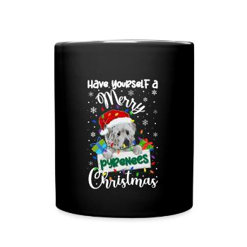 Great Pyrenees Weihnacht Goldener Hunde Geschenk - Tasse einfarbig - Schwarz - Vorne