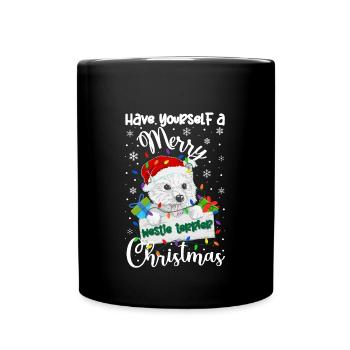 Westie Christmas Golden Dog Gift - Full Colour Mug - black - Front