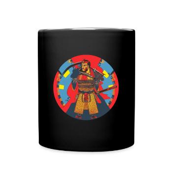 Cool colorful drawing of a samurai - Full Colour Mug - black - Front