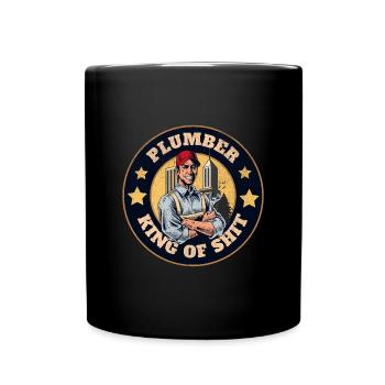 Plumber King Of Shit Drôle Blue Collar Citation - Mug uni - noir - Devant