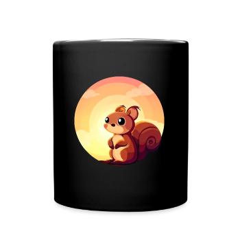 Squirrel Round Sunset Design - Mug uni - noir - Devant