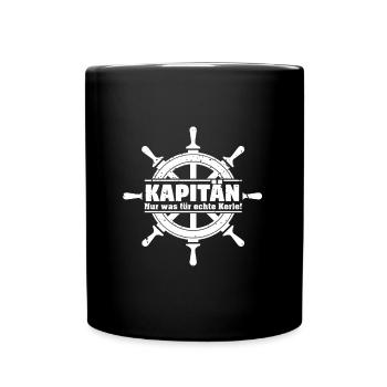 Kapitän Bootsschein Boot Schiff Segeln Geschenk - Tasse einfarbig - Schwarz - Vorne