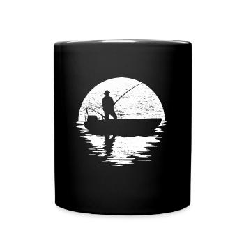 Angeln bei Vollmond - Angler Geschenk - Tasse einfarbig - Schwarz - Vorne