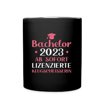 Bachelor 2023 Studentin Bestandene Bachelorprüfung - Tasse einfarbig - Schwarz - Vorne
