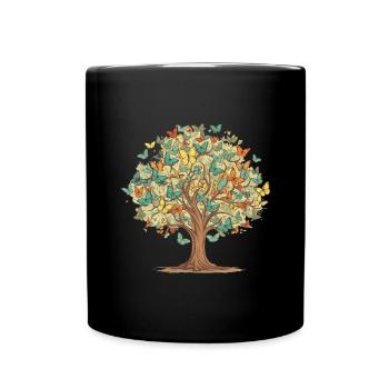 Schmetterling Baum Natur Raube Insekt - Tasse einfarbig - Schwarz - Vorne