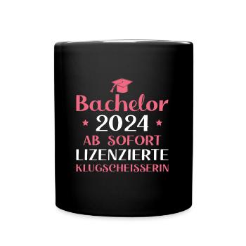 Bachelor Abschluss 2024 Bestandene Bachelorprüfung - Tasse einfarbig - Schwarz - Vorne