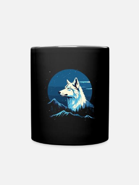 Griffure de loup Marques de griffes Animal de forêt sauvage Tête de loup - Mug uni - noir