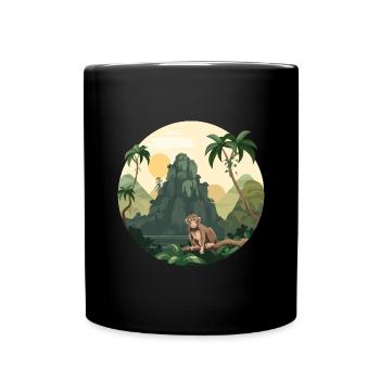 Singe Singe Jungle Nature Palm Montagnes - Mug uni - noir - Devant
