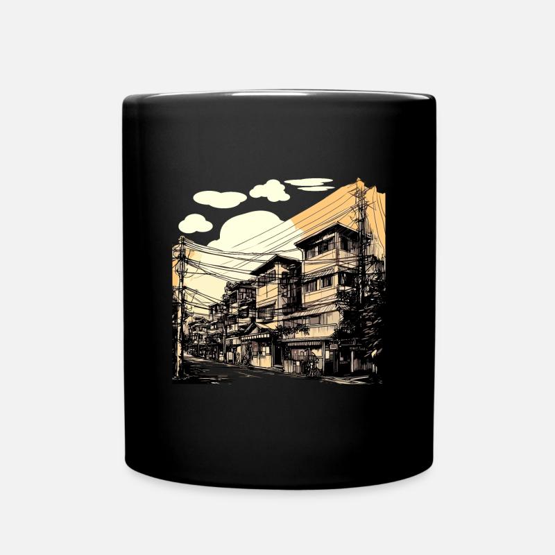 Asiatische Stadt - Tasse einfarbig - Schwarz