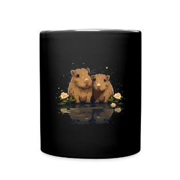 Capybaras Wasserschwein - Tasse einfarbig - Schwarz - Vorne