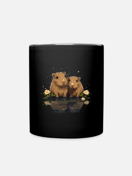 Capybaras Wasserschwein - Tasse einfarbig - Schwarz