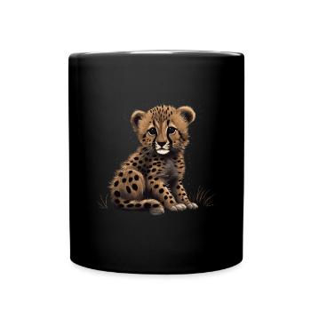 Baby Gepard Wildkatze Tiere Afrika Wildnis - Tasse einfarbig - Schwarz - Vorne