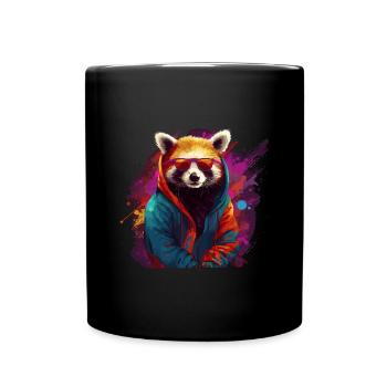 Roter Panda Katzenbär Red Panda Sonnenbrille - Tasse einfarbig - Schwarz - Vorne