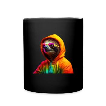 Faultier Sonnenbrille Cooles Faultier Wildnis - Tasse einfarbig - Schwarz - Vorne