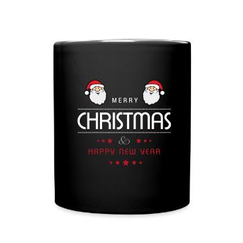 Weihnachten Merry Christmas Happy New Year - Tasse einfarbig - Schwarz - Vorne