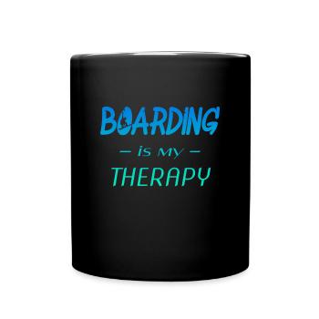 boarding is my therapy - Tasse einfarbig - Schwarz - Vorne