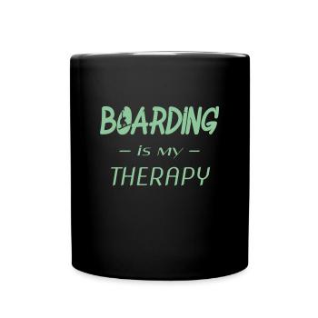 boarding is my therapy - Tasse einfarbig - Schwarz - Vorne