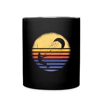 Sport Retro Sunset Kitesurfing - Tasse einfarbig - Schwarz - Vorne