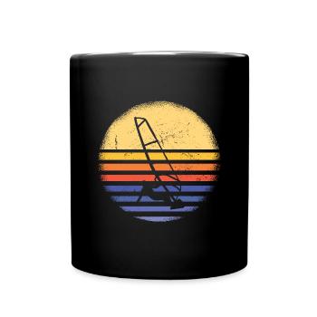 Sport Rétro Coucher de soleil Planche à voile - Mug uni - noir - Devant