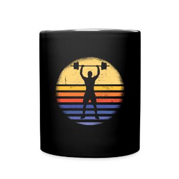 Sport Rétro Coucher de soleil Haltérophilie - Mug uni - noir - Devant