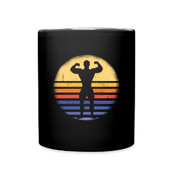 Sport Rétro Coucher de soleil Musculation - Mug uni - noir - Devant