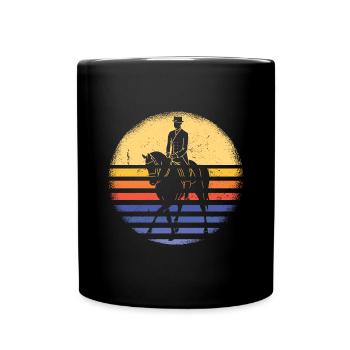 Sport Rétro Coucher de soleil Équestre - Mug uni - noir - Devant