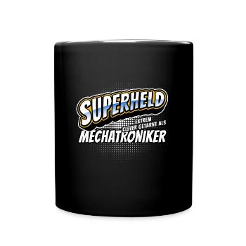 Superheld, clever getarnt als Mechatroniker - Tasse einfarbig - Schwarz - Vorne