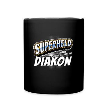 Superheld, clever getarnt als Diakon - Tasse einfarbig - Schwarz - Vorne