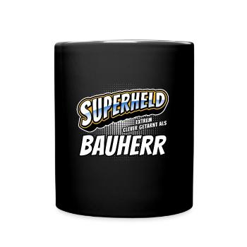 Superheld, clever getarnt als Bauherr - Tasse einfarbig - Schwarz - Vorne