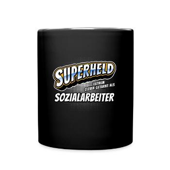 Superheld, clever getarnt als Sozialarbeiter - Tasse einfarbig - Schwarz - Vorne