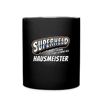 Superheld, clever getarnt als Hausmeister - Tasse einfarbig - Schwarz - Vorne