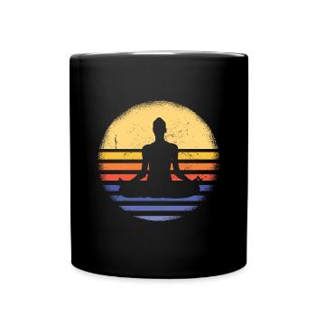 Yogi Retro Sunset Yoga - Tasse einfarbig - Schwarz - Vorne