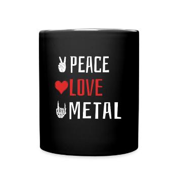Peace Love Metal - Heart - Full Colour Mug - black - Front