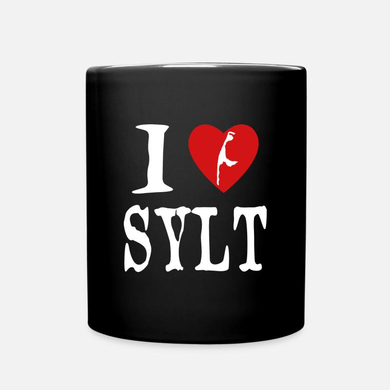 I love Sylt in den Farben Weiss und Rot - Tasse einfarbig - Schwarz