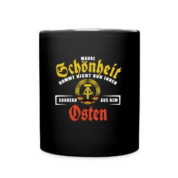 Wahre Schönheit kommt nicht von innen, DDR, Osten - Tasse einfarbig - Schwarz - Vorne