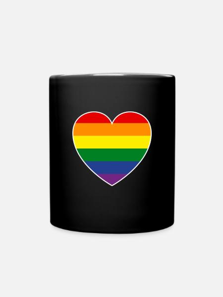 LGTB Pride Flagge Herzform, klassisch - Tasse einfarbig - Schwarz